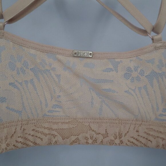 Victoria's Secret Pink Lace Bralette Women L Pink Boho Romantic Feminine Boudoir - Picture 7 of 14